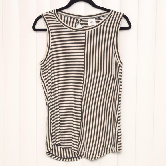 CAbi London Tank #3417 Gray Striped Top Sz Small - Picture 2 of 9